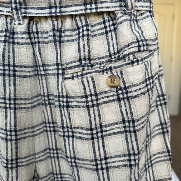 Vintage Silk Exchange Textured Silk Navy and Cream Plaid Romper - Size S - Picture 4 of 6